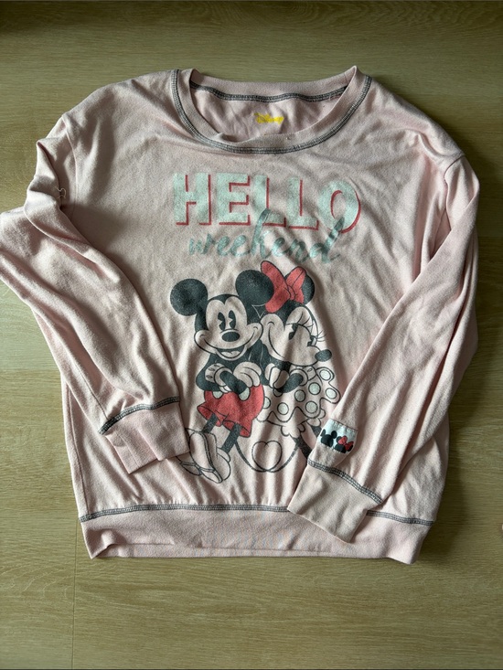 Disney Tops - Disney Mickey & Minnie Mouse Pink Graphic Sweatshirt Pullover S